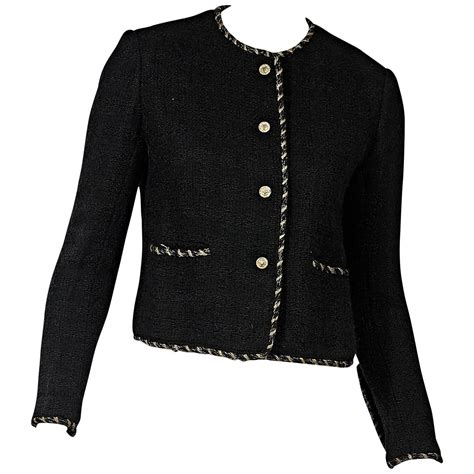 chanel black wool jacket